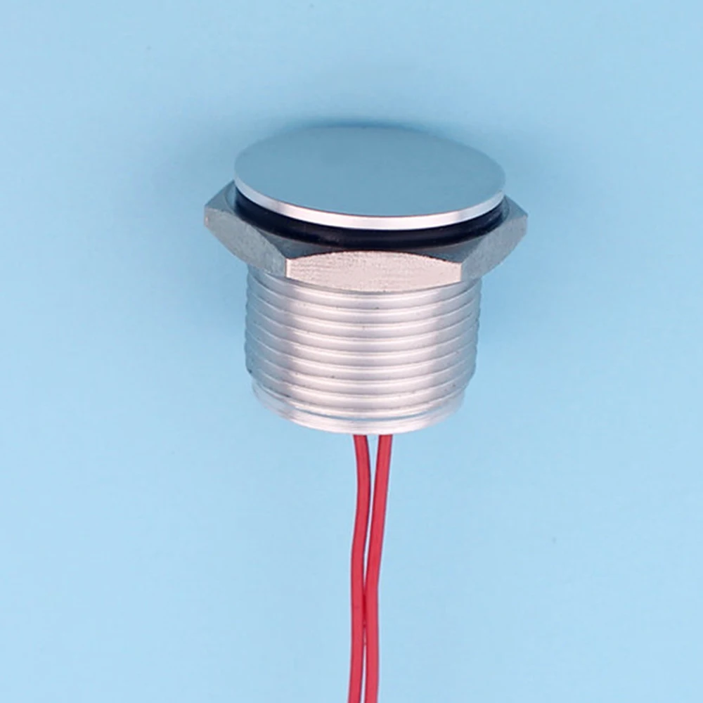 1pc/lot IP68 19mm Waterproof  NO Flat Head Momentary Wire Aluminum Oxidation Push Button Piezo Switch