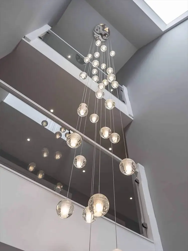 Spiral Staircase Living Room Chandeliers Crystal Ball Led Ceiling Light Lustre Chandelier Modern 2024 Decoration Bedroom Dining