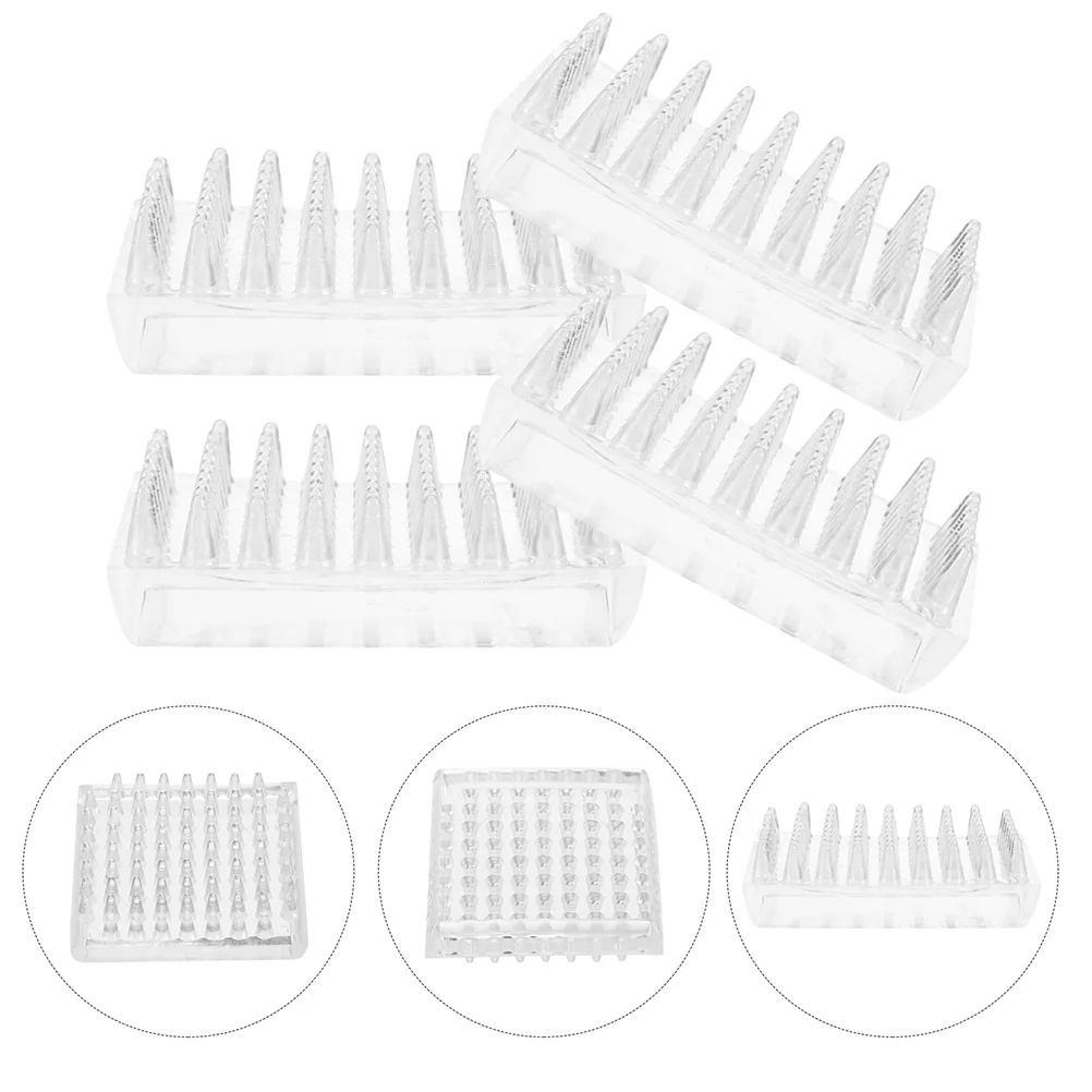 

6pcs Anti-Slip Clear Furniture Feet Pads Square Carpet Protectors With Spikes For Sofas Tables Chairs Floor Protection