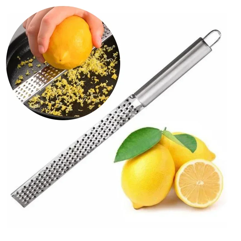 

Stainless Steel Handheld Citrus Lemon Zester Grater Long Chocolate Grater Cheese Grinder Fruit Peeler Ginger Garlic Kitchen Tool