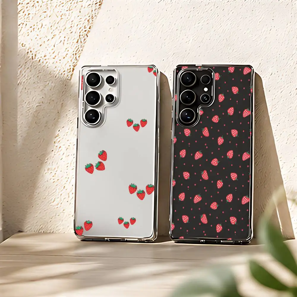 Cartoon Fruit Strawberry Silicone Case For Samsung Galaxy S21 S22 S23 S24ULTRA S25ULTRA FE Ultra Plus5G A52S S26 Cover
