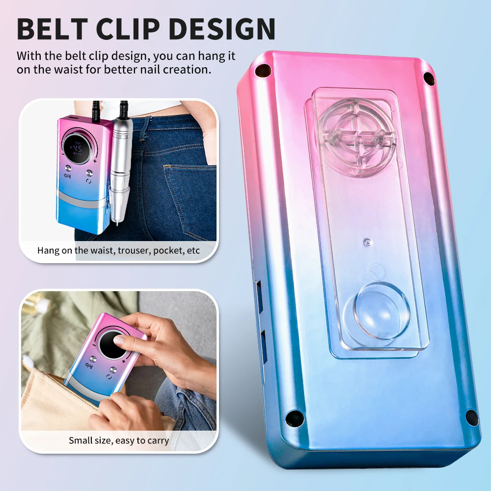 45000 RPM Professionele Nagelvijl Oplaadbare Elektrische Nagelboormachine Geluidsarme Nagelschuurmachine Bestand Voor Manicure Salon Tool