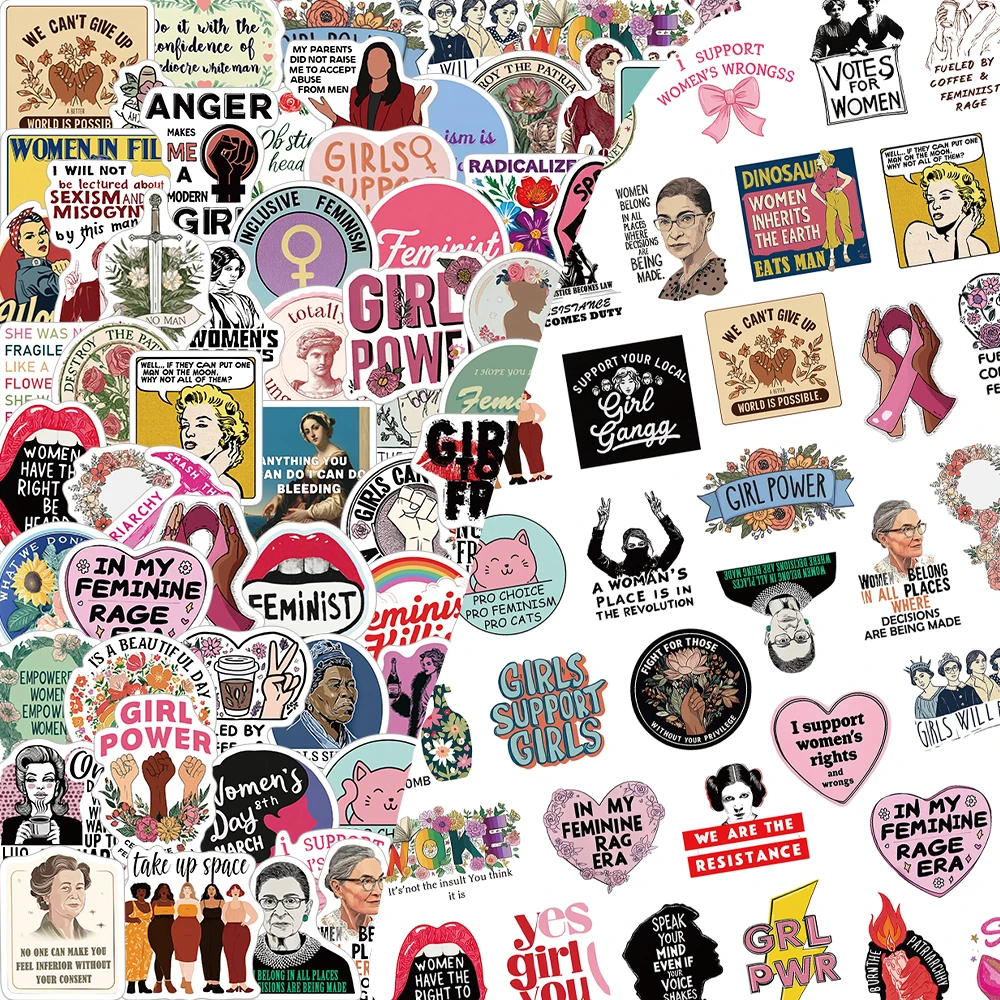 100 Stück Cartoon Kreative Feministische Frauenkraft Kunst Aufkleber Personalisierte Dekoration Handyhüllen Laptop Tasse Scrapbook Geschenk Sticker