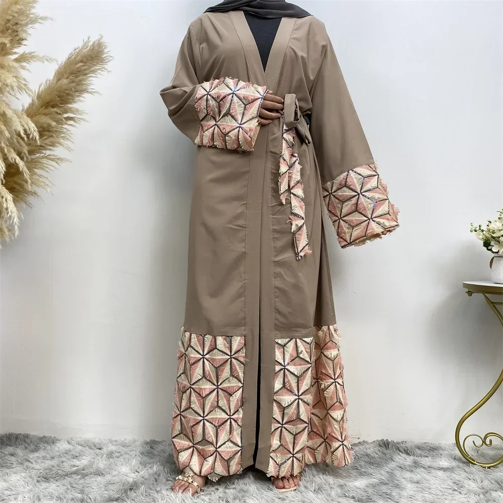 Semplici abaya per le donne Casual manica lunga Maxi abito lungo Dubai abaya Cardigan arabo abiti musulmani Patchwork Robe Vestidos