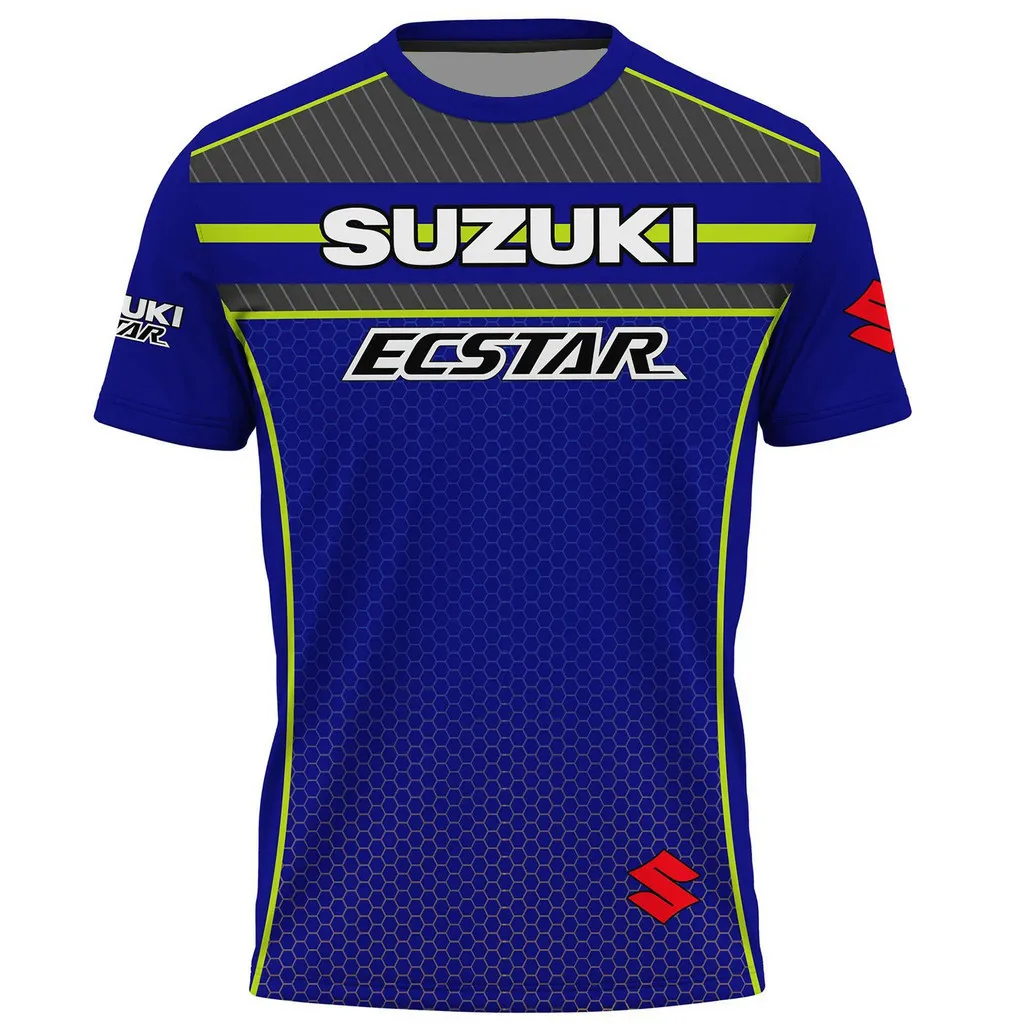 تي شيرت سوزوكي للدراجات النارية يسمح بمرور الهواء، رقبة دائرية للرجال، ملابس رياضية نسائية من سوزوكي جيرسي بأكمام قصيرة، بلوزة كاجوال للصيف #2