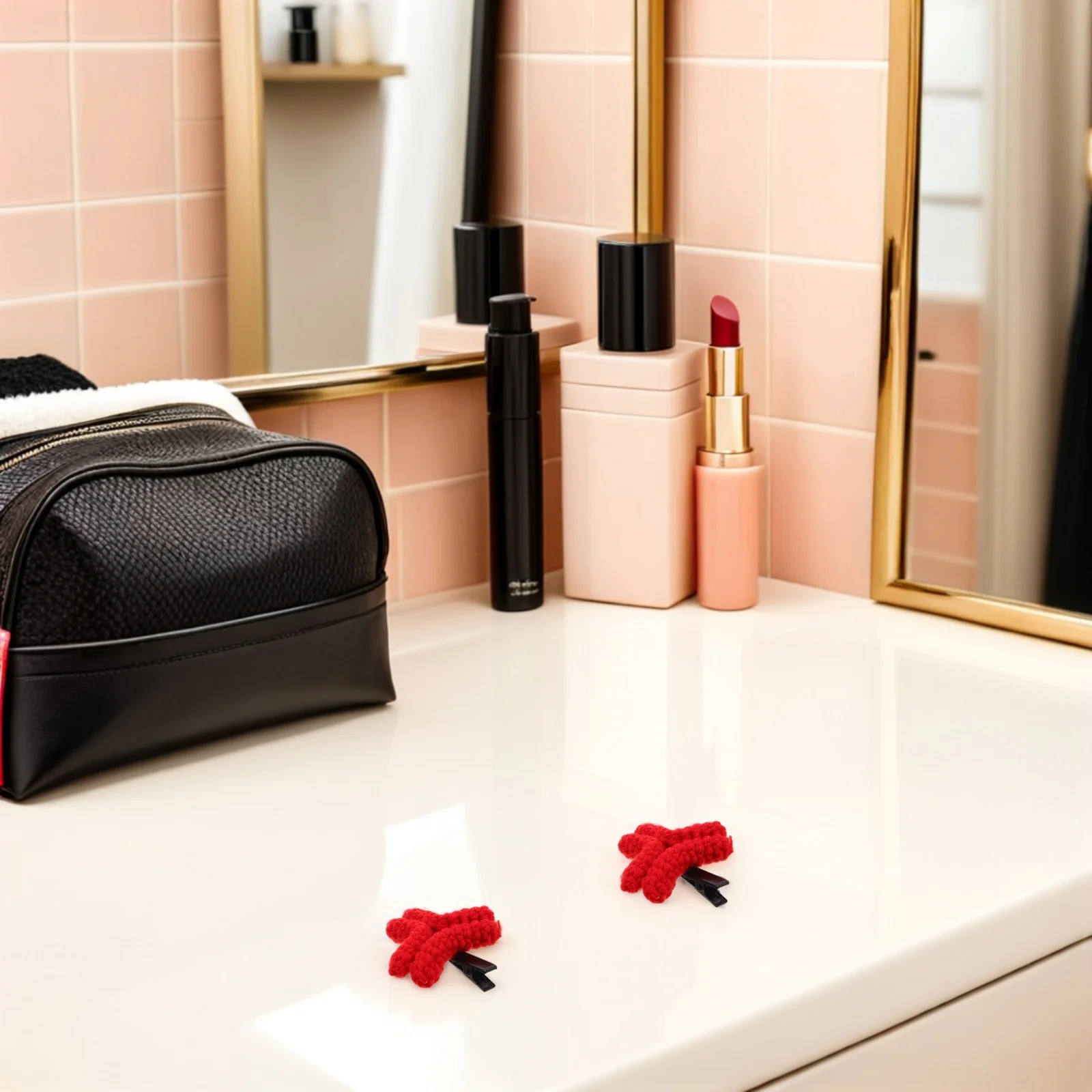 

1Pair Red Hair Clips Hand Knitted Angry Mark Cartoon Duckbill Barrette Party Styling Accessories Novelty Anger Mark Hair Clip