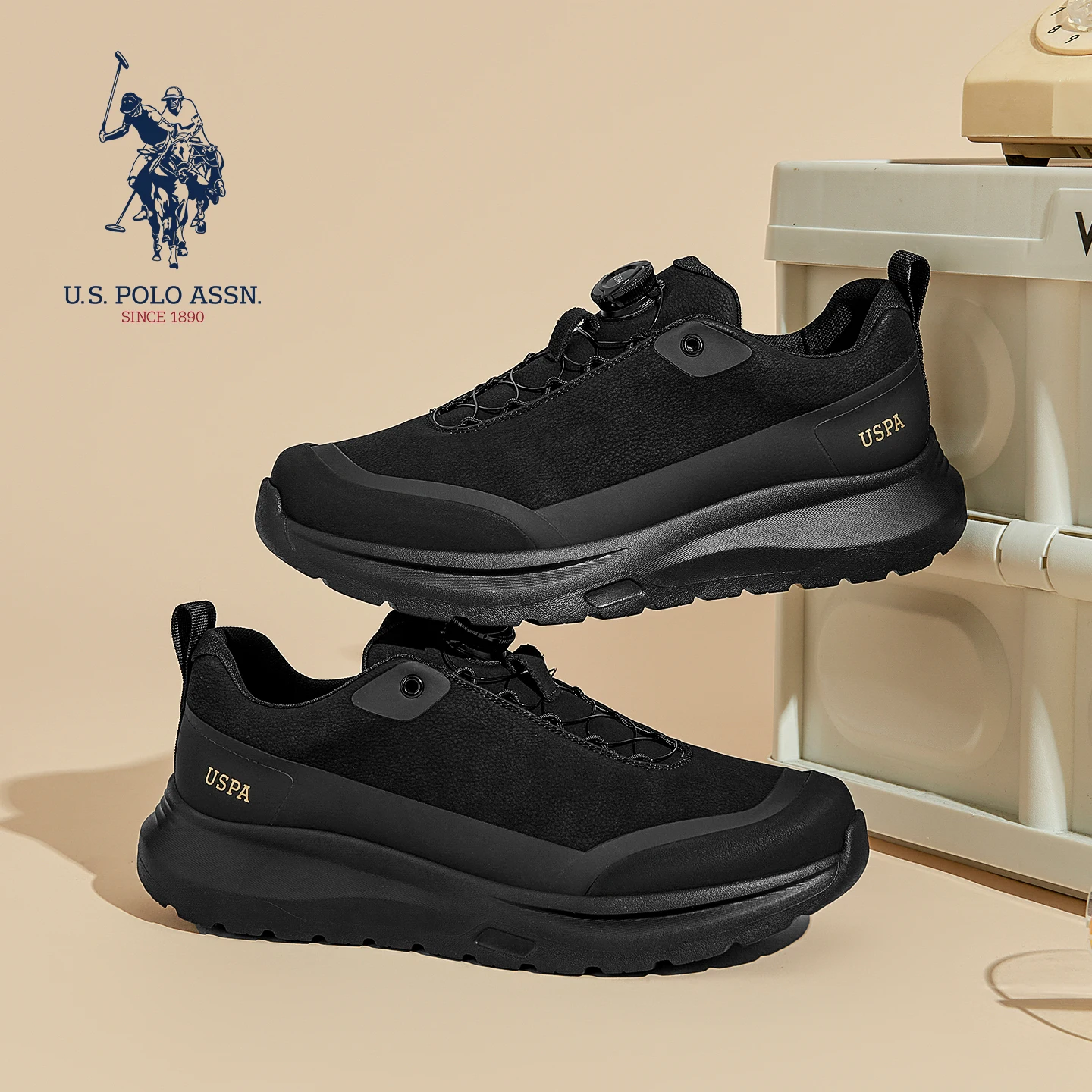 Zapatos Casuales de Negocios para Hombre USPA, Primavera 2026, Sin Cordones, Antideslizantes, Modernos, Negros, Cómodos, Calzado Informal