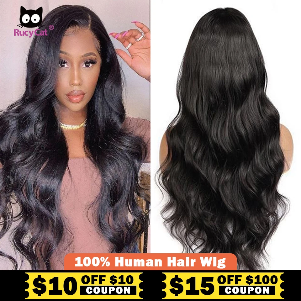 Rucycat Body Wave Lace Front Wigs Human Hair 13x6 HD Lace Front Wigs Pre Plucked Natural Hairaline With Baby Hair 180% Density