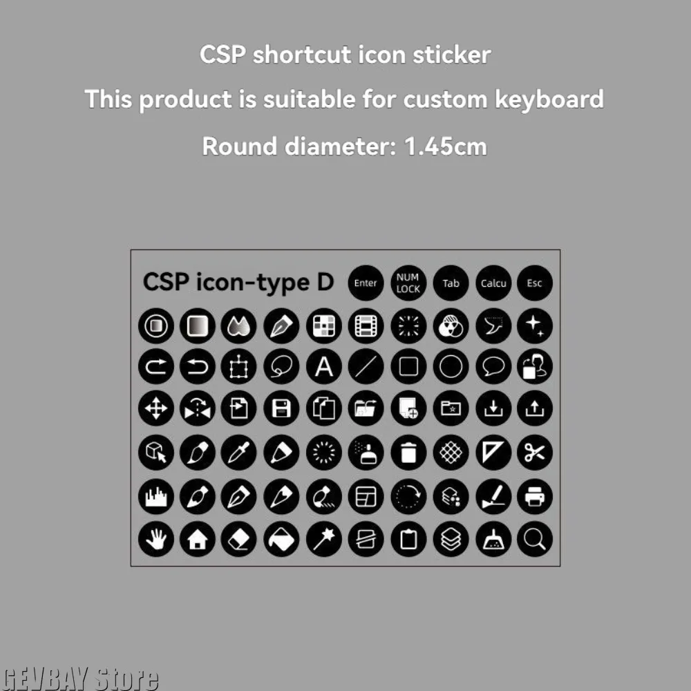 CSP Paint Shortcut Icon Keyboard Sticker Clip Paint Tablet Keyboard Sticker Paint Shortcut Icon Keyboard Accessories Sticker