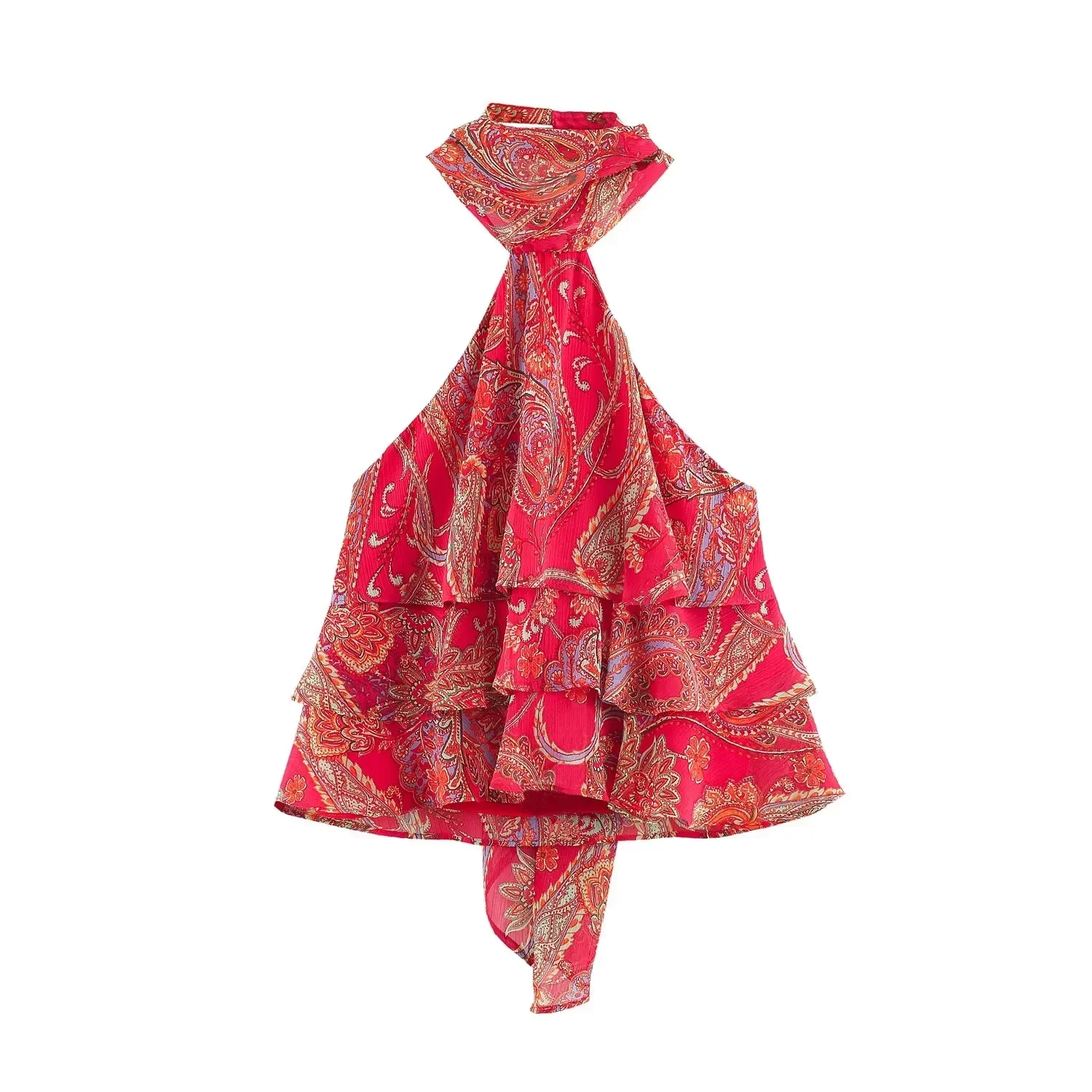 KONDALA Damen Vintage Chic Boho Bedruckter Rockanzug Urlaubs-Party-Freizeit-Set 2026 Sommer Trendige Neckholder-Oberteile, Rock mit elastischem Bund – Detail 5