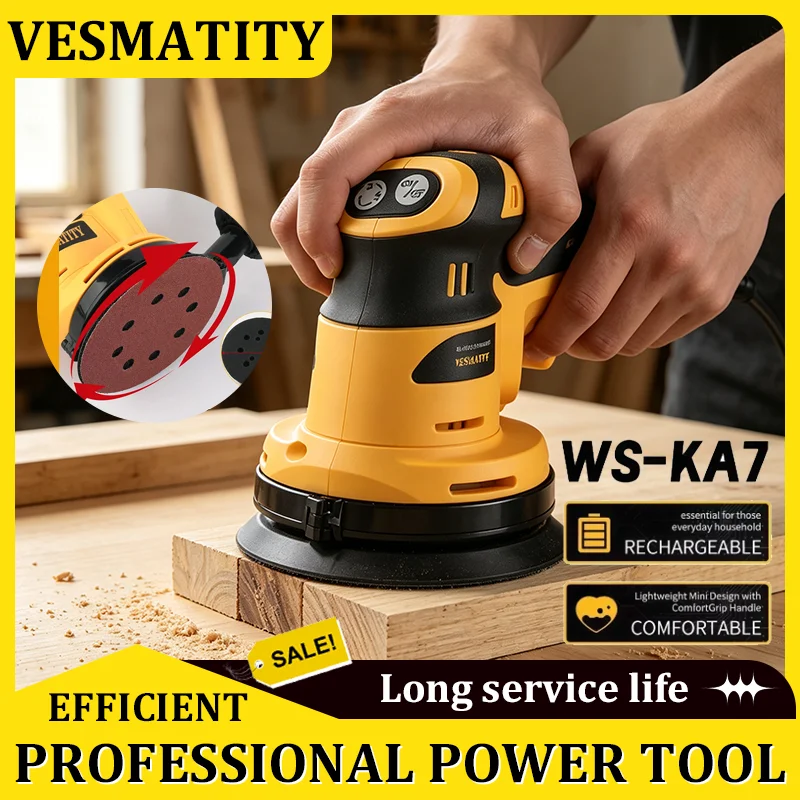 Speed Dust Collection Orbital Sander Heavy-Duty Wood Polishing Tool for Construction Workshop with DeWalt Battery