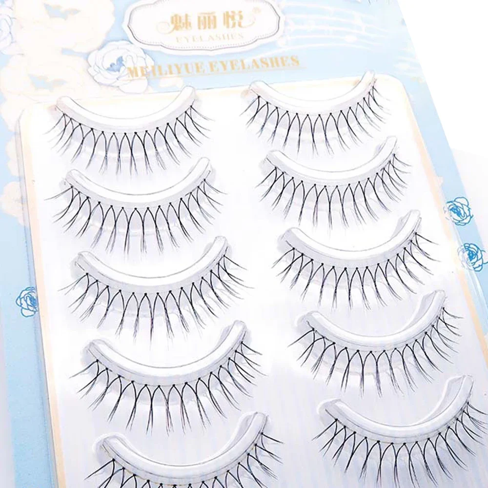 10Pair VU-shape False Eyelashes Natural Full Stripe Lashes Korean Girls Group Same Style Clusters Faux Eyelash Makeup Tools
