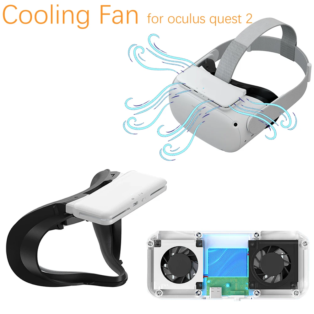 

Cooling Fan for Oculus Quest 2 VR Headset Active Ventilation Air Circulation Breathable Facial Interface Pad Quest2 Accessories