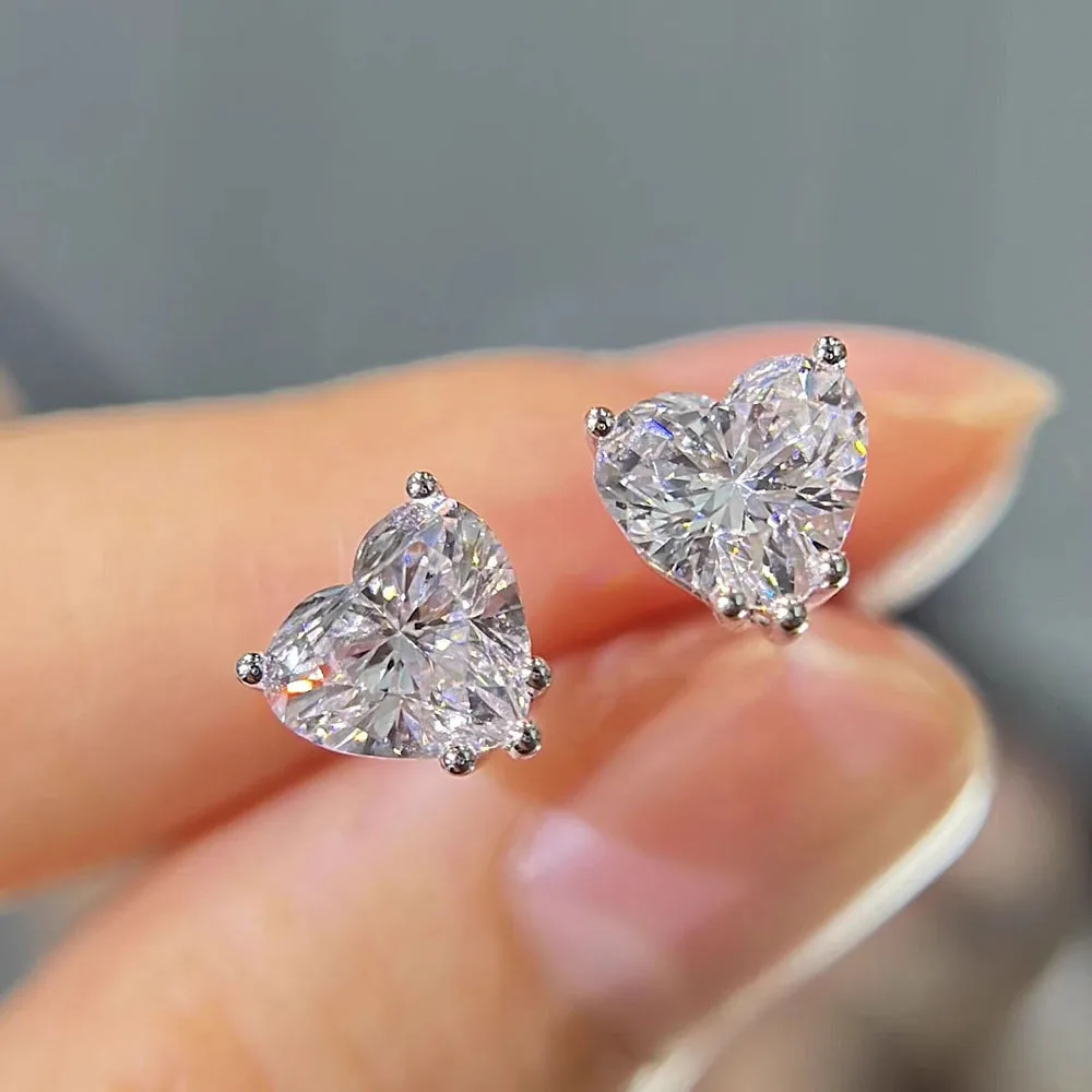 fashion Earings IGI 1 2 Carat Heart shape Diamond Stud Earrings, VS1 DE Color, 14K White Gold Lab Grown Diamond