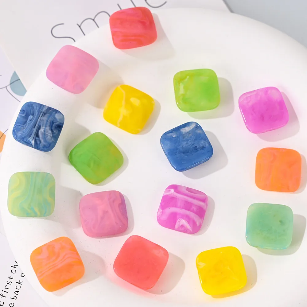 

Neon Colorful Stripe Square Button Resin Cabochon 10pcs Flatback for DIY Decoration Accessories Wholesale Ornament Bulk Supplier