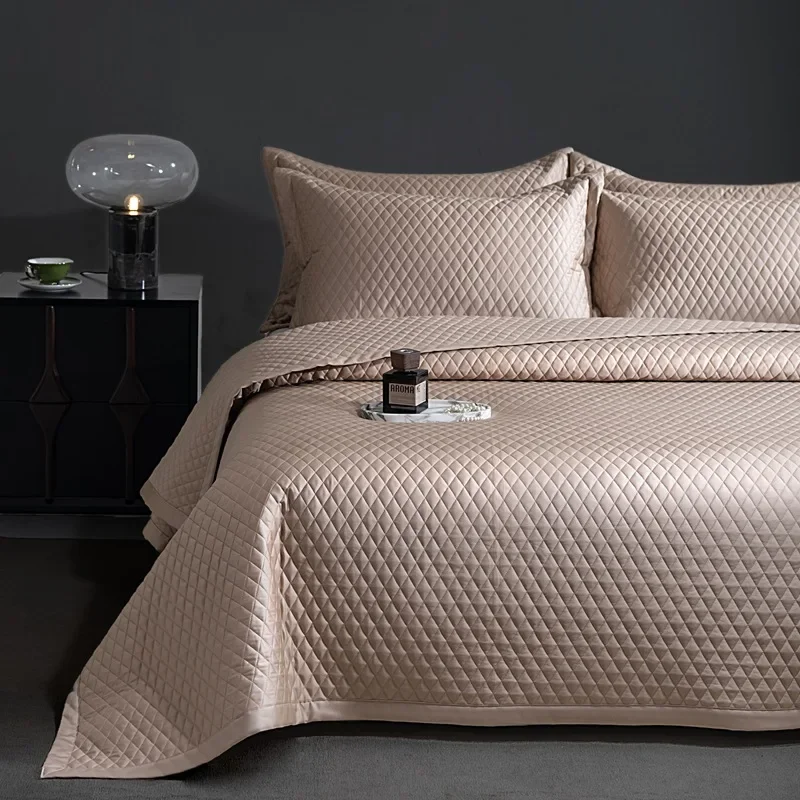 CHAUSUB Luxury Pima Cotton Quilt Set 3PCS King Queen Size,Silky Cooling Bedspread & Coverlet,Summer Lightweight Comforter