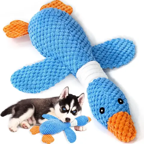 Jouets pour chiens indestructibles en forme d'oie améliorés, pour mâcher agressifs, petite, moyenne et grande raie, peluche grinçante, jouet à mâcher pour chiot