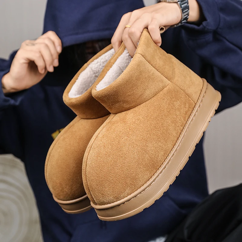 Winter Men Boots Shoes Fashion Sneakers Male Warm Snow Shoes Cotton Non-Slip Light Weight Mens Ankle Boots Footwear Home Shoes