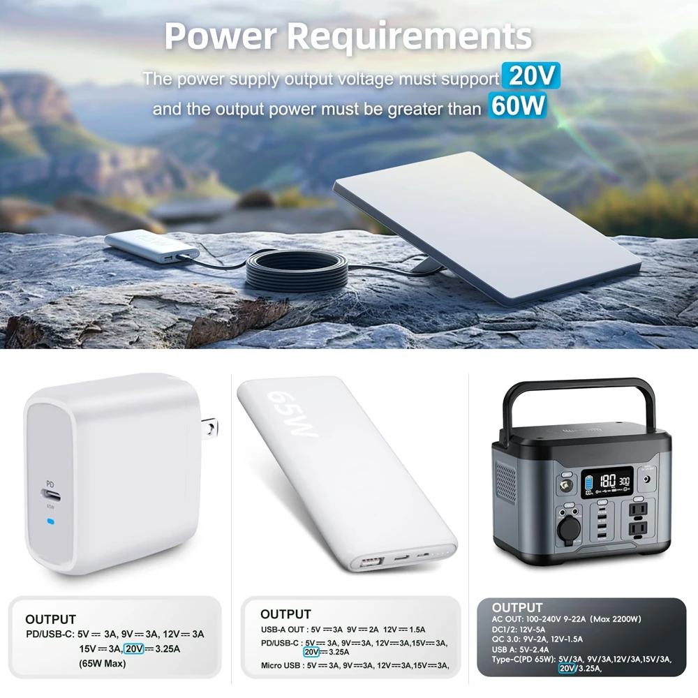 Type-c電源ケーブル,starlink mini用,usb c入力からdc電源コード,屋外防水,バレルジャック,1-10m,18awg