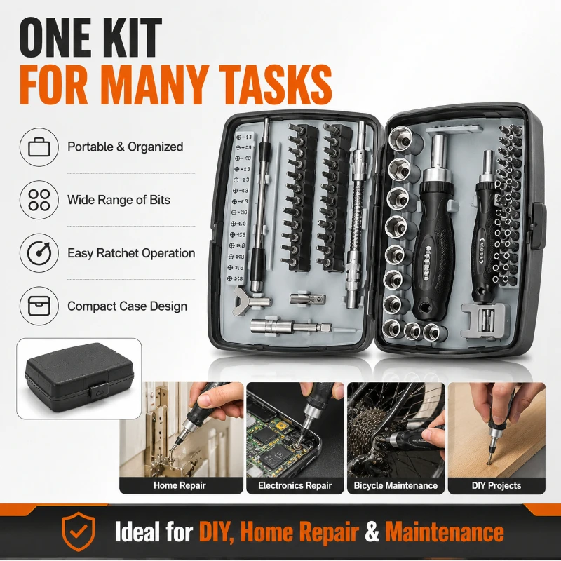 

Multifunctional Ratchet Screwdriver Wrench Set All in One Socket Repair Tools for Home and Electronic Equipment Maintenance