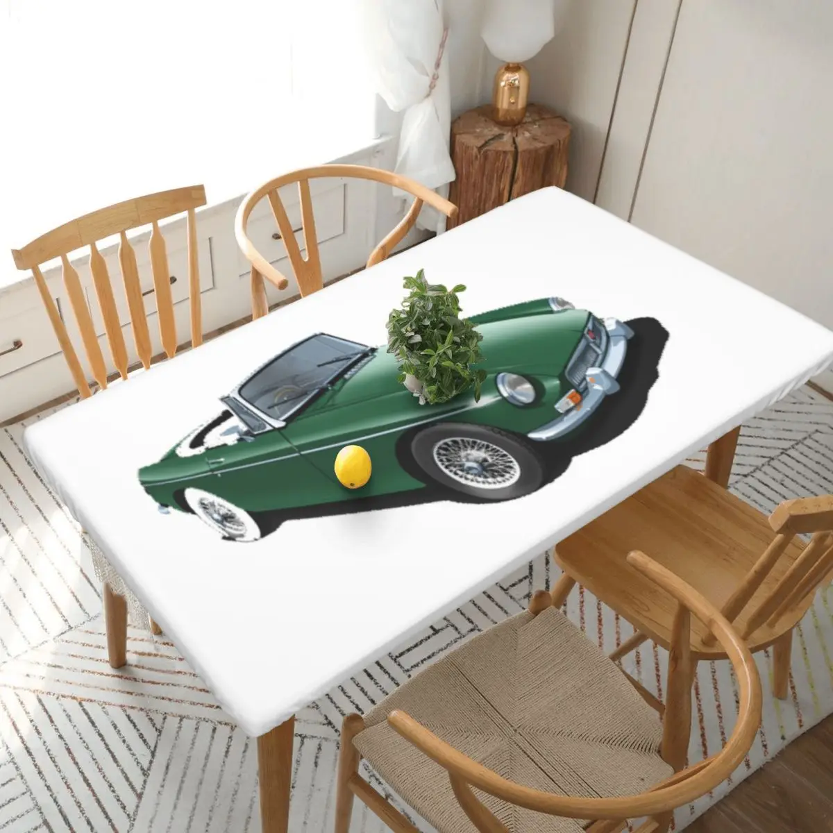 MGB Roadster In British Racing Green Custom Rectangular Tablecloth Waterproof Table Cover for Dining Events Table Cloth
