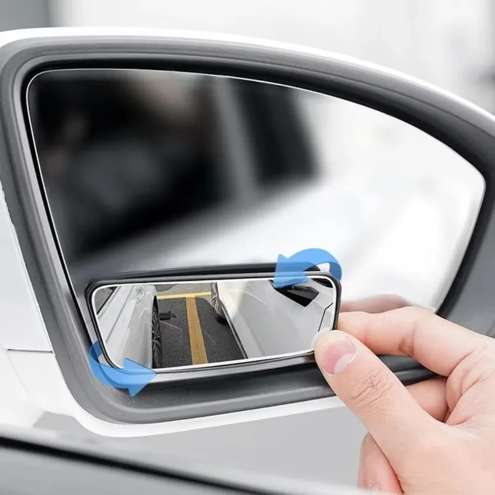 

2Pcs 360 Degree Adjustable Blind Spot Mirror Round Frame Vibration Proof Car Auxiliary Mirror Wide Angle View Anti-Glare