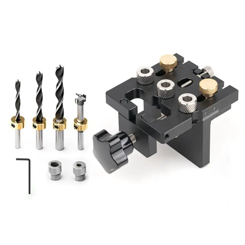 IALJ-Woodworking Dowling Jig Kit Dowel Cam Wood Hole Drilling Guide Positioning Tool For DIY Projects