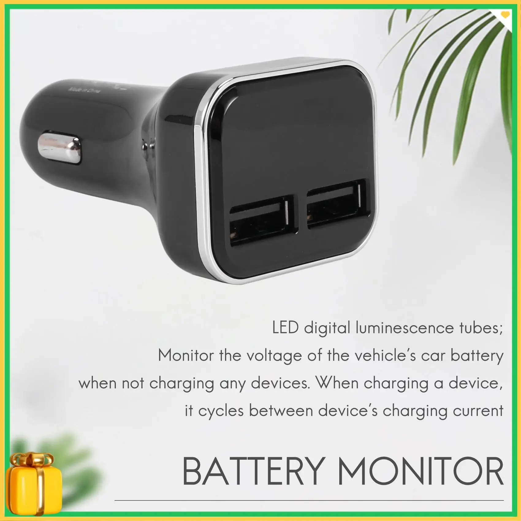 

Premium Car Charger Volt Meter Car Battery Monitor With LED Voltage & Amps Display, For Iphone 11 / Xs ,Galaxy S20 / S10