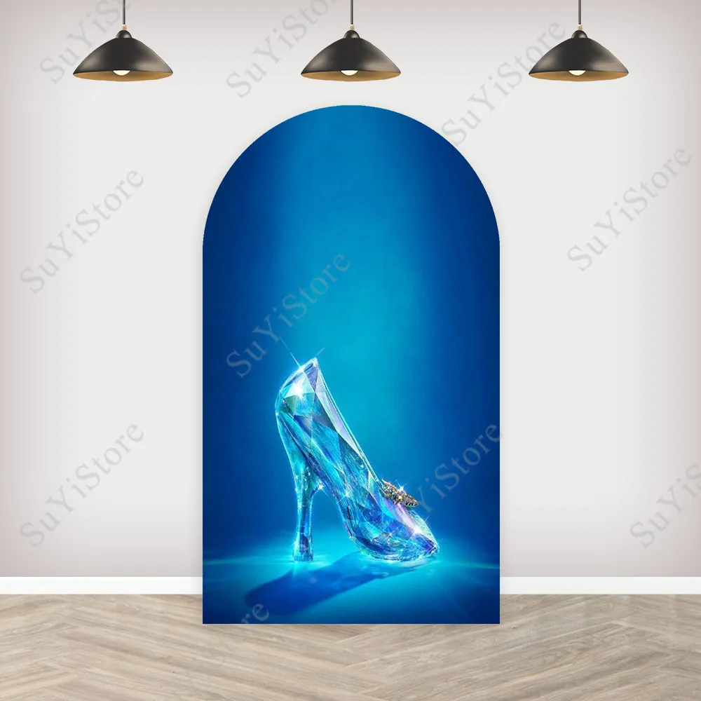 Cinderella Arch Photography Backdrop Girls Birthday Disney Princess With Glass Slipper And Pumpkin Carriage Photo Background