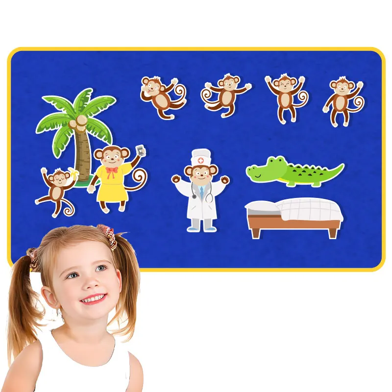 

Set of 5 Felt Monkeys Educational Toys for Preschool Learning, Interactive Classroom Supplies Toddler Educational Games