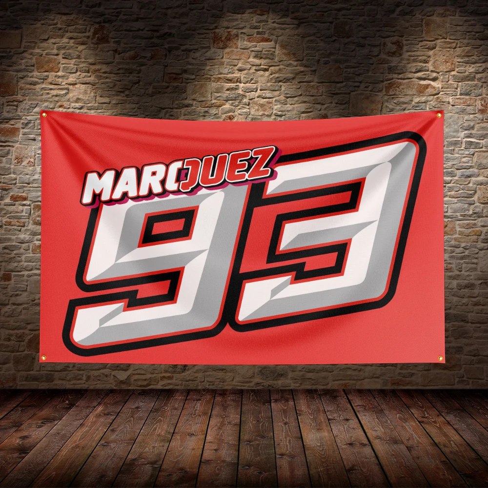 3x5 Ft 93 Marquez Marx Car Flag Polyester Printed Motorcycle Flags for Room Garage Decor