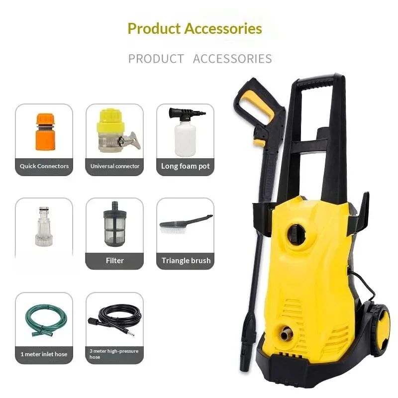 1400W Max 150Bar Self-Priming High Pressure Washer Anti-Slip Wheels For Car Garden Cleaning