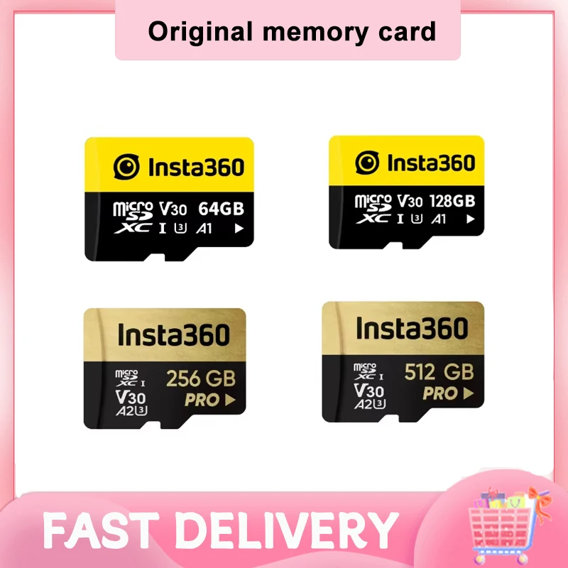 Insta360 512 GB UHS-III V30 A2 MicroSD-geheugenkaart voor One X/One X2/X3/X4, één R/One RS, Ace Pro en Sphere Action Camera's