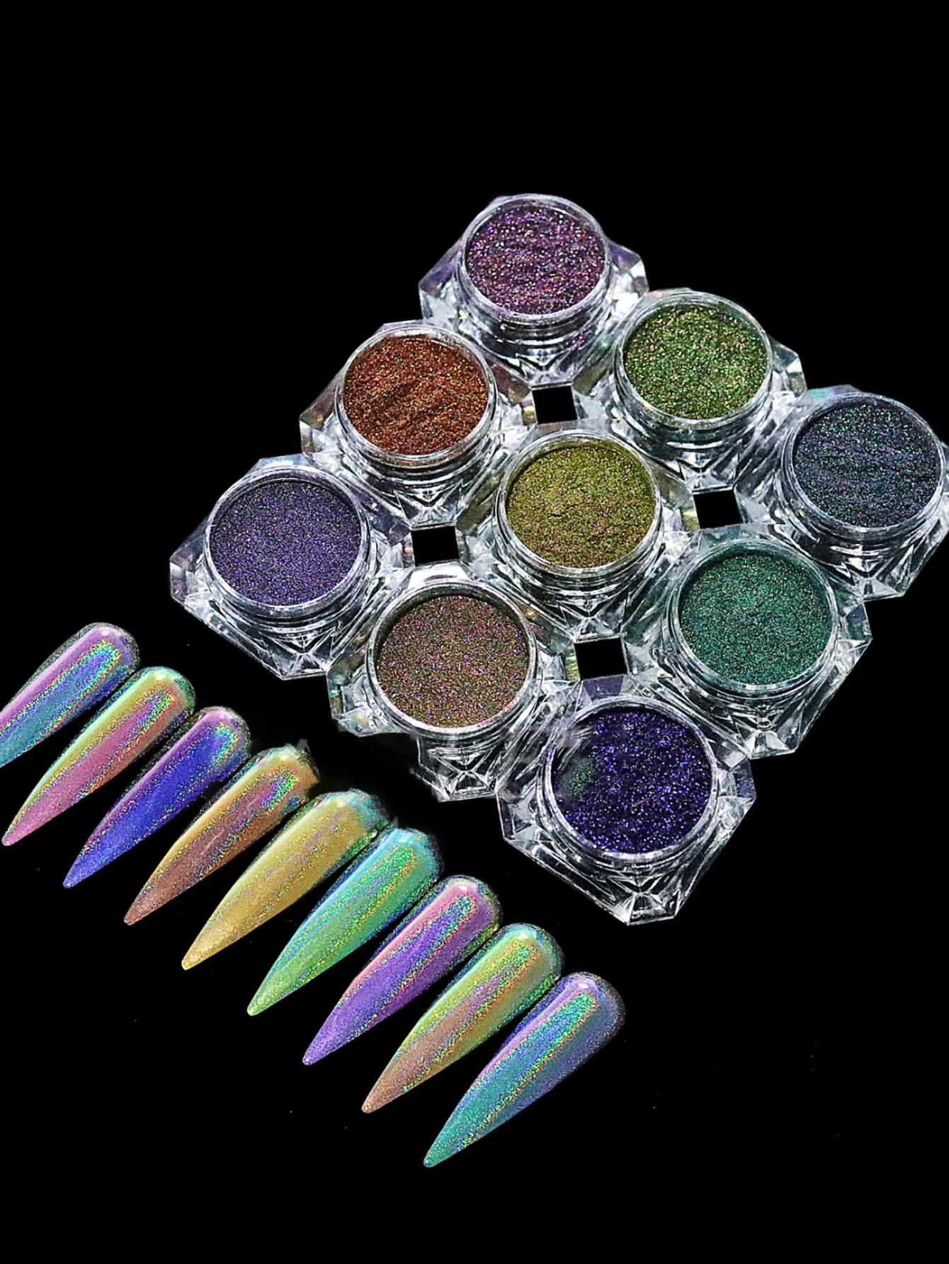 6 /12 PCS  Retro Series Magic Mirror Chrome Nail Powder/shimmer glitter Decoration/Titanium pleated metallic Manicure Dip