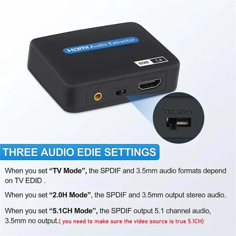 HDMI-Compatible Audio Splitter 4K 30Hz Optical SPDIF Stereo Extractor For PS4 DVD TV Box HDCP 1.4 USB Powered