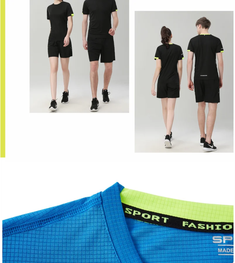 Schnell trocknendes Rundhals-T-Shirt mit kurzen Ärmeln, atmungsaktives Fitness- und Freizeit-Team-Laufshirt für Männer und Frauen – Detail 7