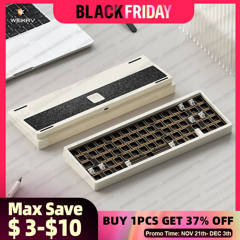 SUMREDA Sugar65 Upgraded Lucky65 Mini Custom Wireless Aluminum Mechanical Keyboard Kit RGB Bluetooth 2.4G Wired Gaming Keyboard