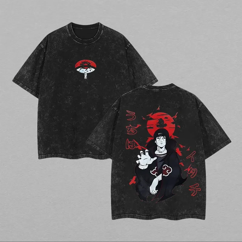 Camiseta Pain Nagato de Naruto Shippuden, estilo vintage lavado, 100% algodón, ropa gráfica retro de anime Harajuku para hombre.