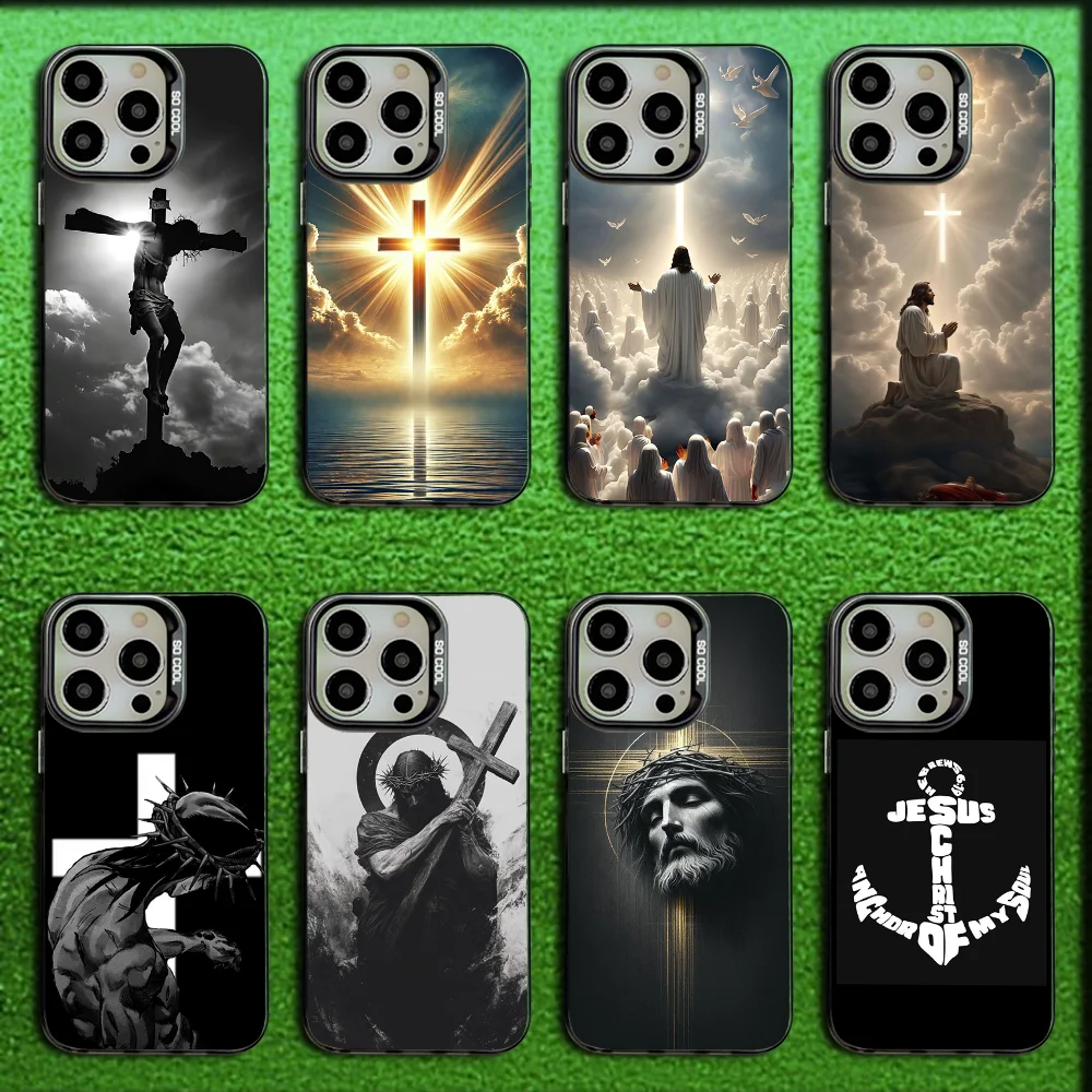 

Faith Christian Jesus Phone Case For iPhone 16,15,14,13,12,11,Mini,Pro,SE,MAX Gray Matte Silicone Black Cover