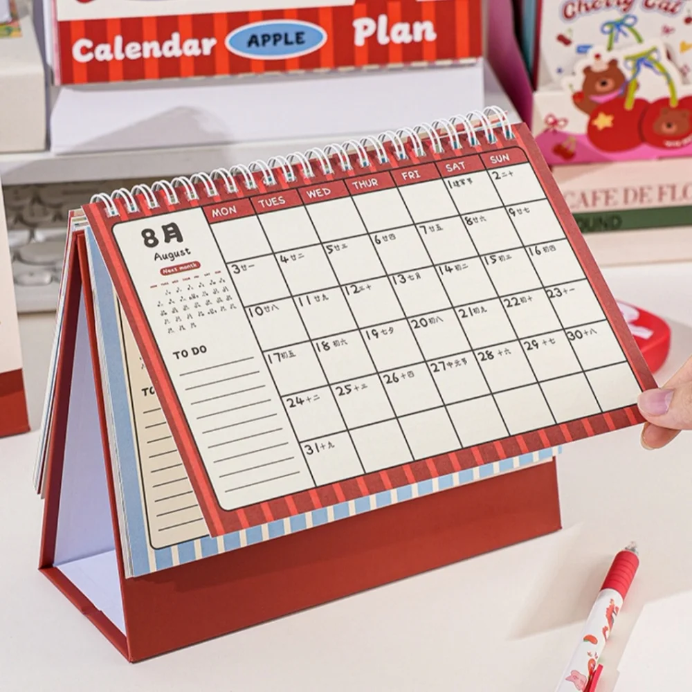 

Cartoon Apple Black Cat Desk Calendar Time Management Daily Weekly Scheduler Planner Agenda Organizer DesktopCalendar Stationery