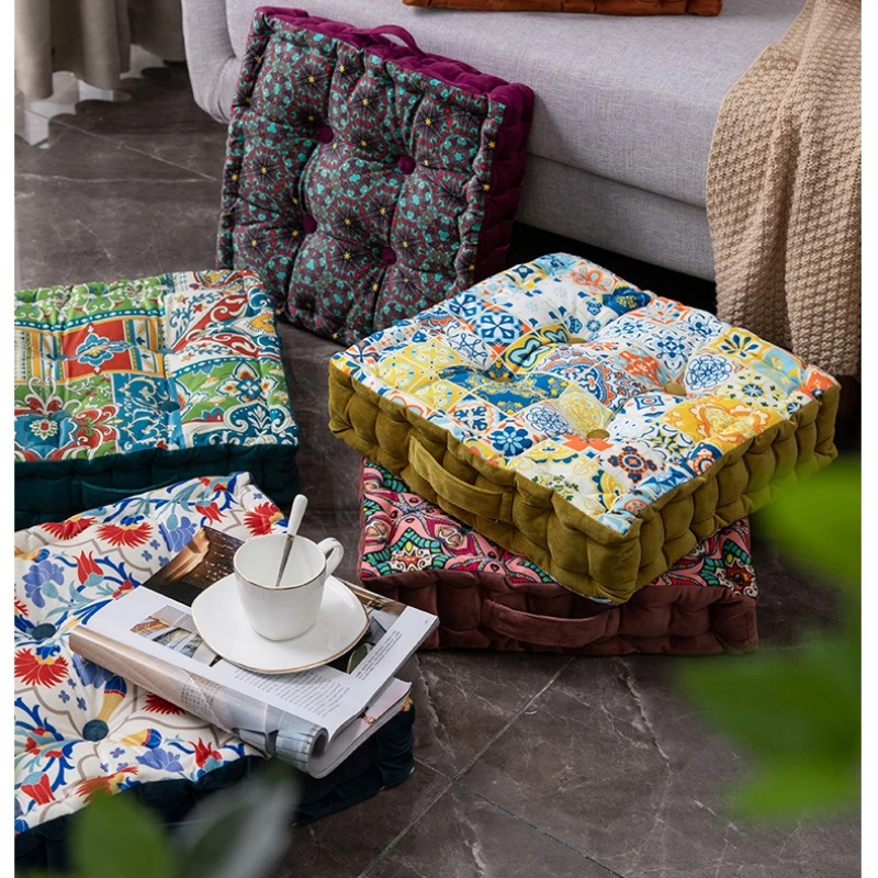 

40x40cm Retro Ethnic Moroccan Cushion Thicken Square Bohemian Printed Homestay Futon Flooring Mat Home Garden Seat Cushions