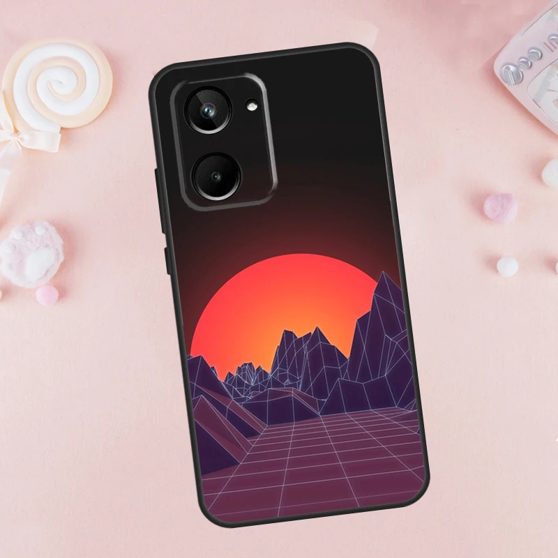 80S Vaporwave Synthwave Sunset For Realme C67 C55 C53 C51 C35 C33 C31 C30 C25s C21Y GT Neo5 GT5 9 10 11 12 Pro Plus Case