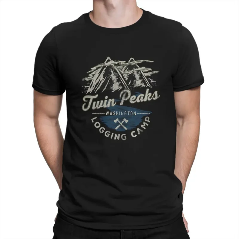 Logging Camp  Mountain Logo Men T Shirts Twin Peaks Funny Tees Short Sleeve Crew Neck T-Shirts Cotton Party Tops