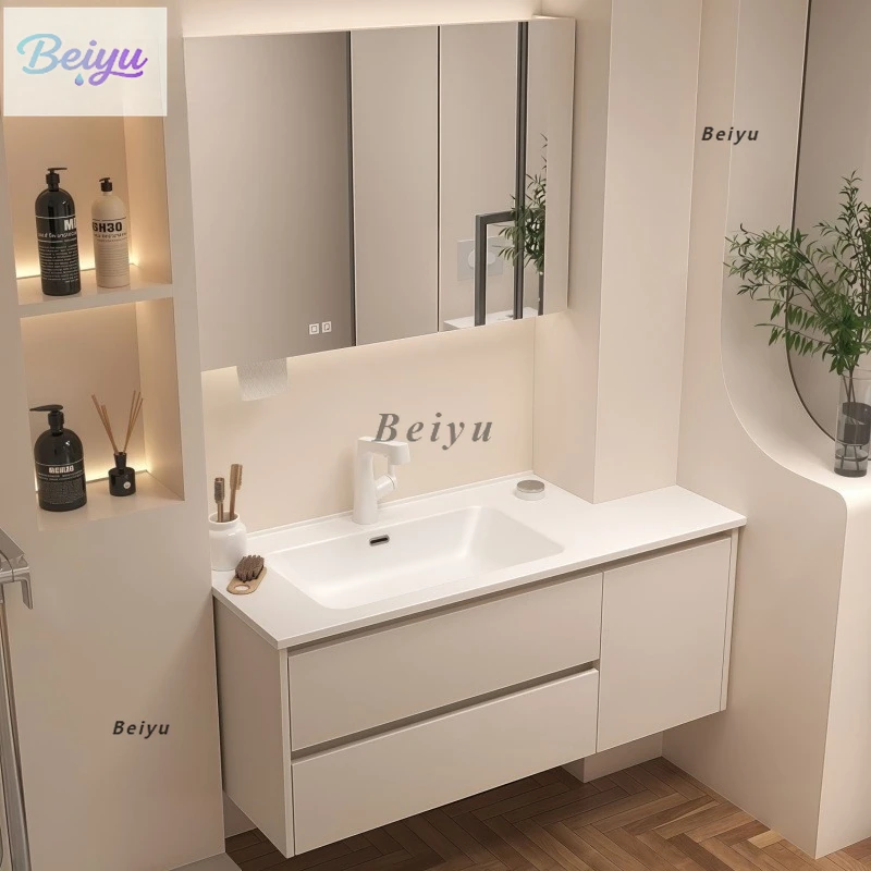 

Легкий роскошный шкаф для ванной комнаты, экологически чистый и простой ветровой керамический встроенный умывальник, умывальник с углом резки, умывальник