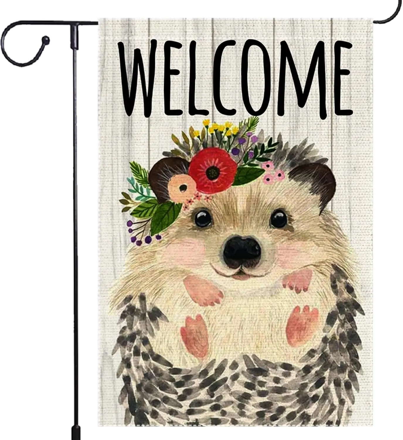 Welcome Hedgehog Garden Flag Yard Outdoor Rustic Farmhouse Lawn Patio Spring Summer garden flags for outside 12x18 Inch Smal jjp