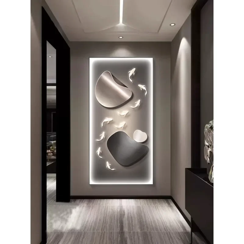 

Nine fish and stones come to run, porch decorative paintings, corridor paintings, simple and high-grade, light and luxurious