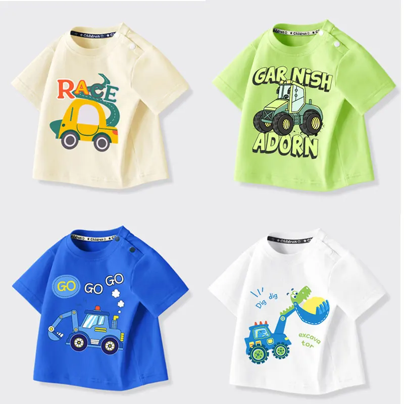 Boys T-shirts Short Sleeve Tops for Kids 2025 Summer Children's Tees Cotton Toddler Outerwear Baby Outfits Clothing 1-6T