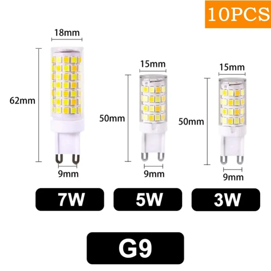 10 sztuk 7W 5W 3W najjaśniejsza lampa LED G9 AC220V ceramiczna żarówka LED SMD2835 ciepły/zimny biały reflektor wymień światło halogenowe hurtownia