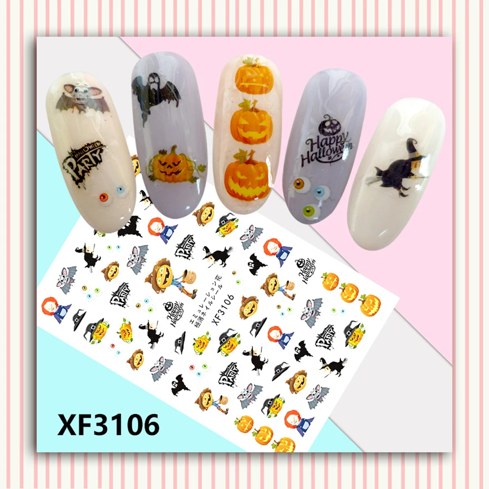 

10PCS Halloween Christmas nail art decal skull head sheep text nail decorative art Decal 3D plastic Snowflake Hexenbiest nail sl