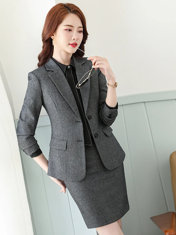 

Business Commute Style Women's Slim Fit Long Sleeve Suit Set Professional Workwear Fashionable Trousers And Blouse Ensemble